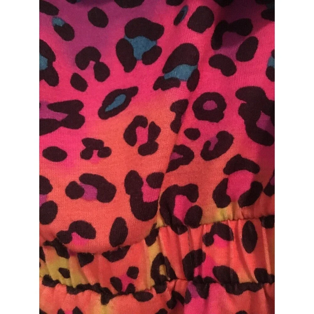 Justice Girls Colorful Leopard Print Pajama Romper Jumpsuit Shorts Sleep Size 10